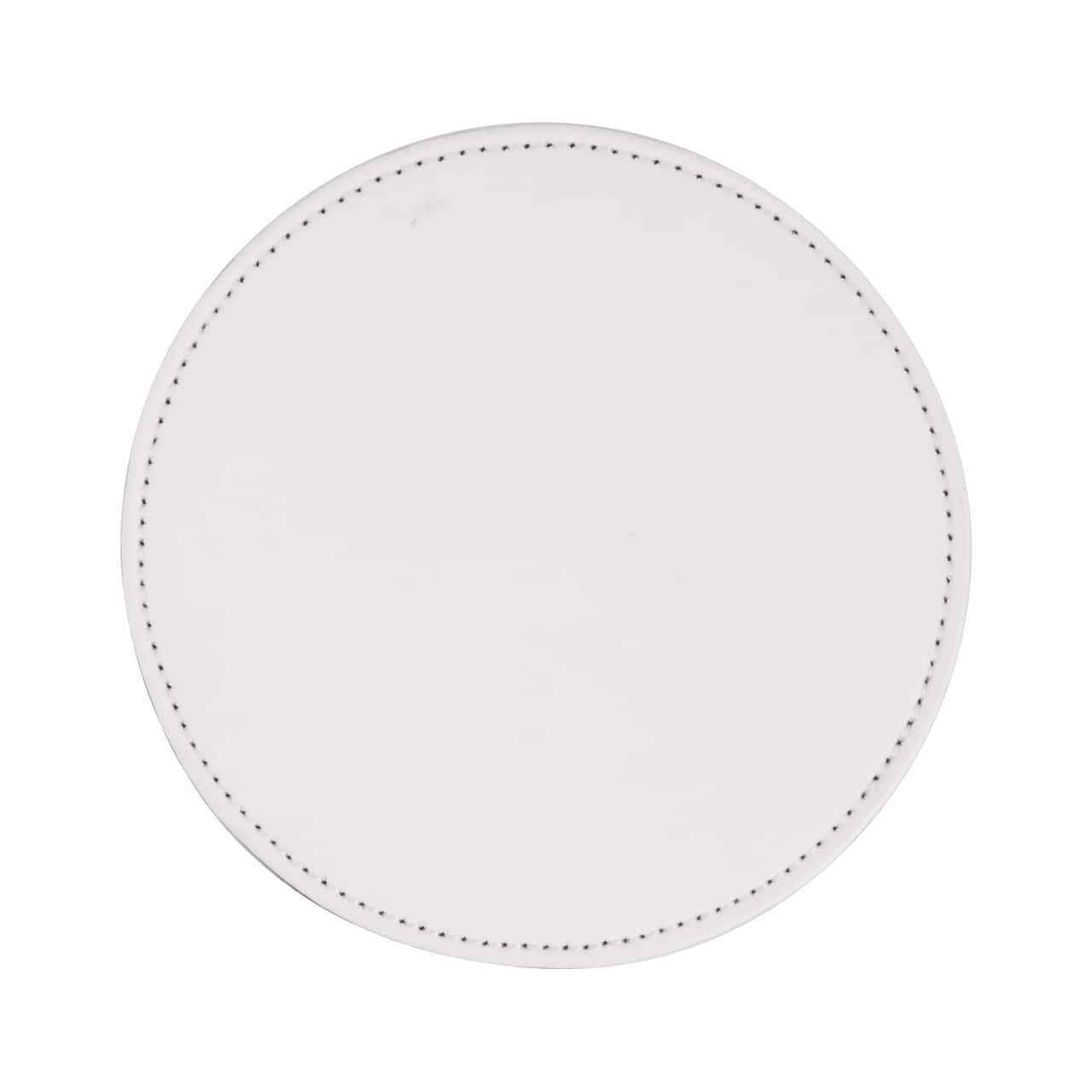 Craft Express White PU Leather Round Coasters, 4ct.